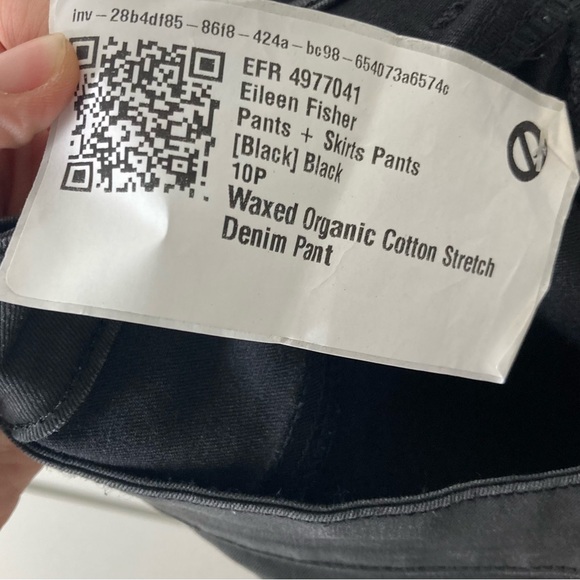 Eileen Fisher Waxed Black Jeans 10P Organic Cotton Coated Stretch Rock - Picture 15 of 16